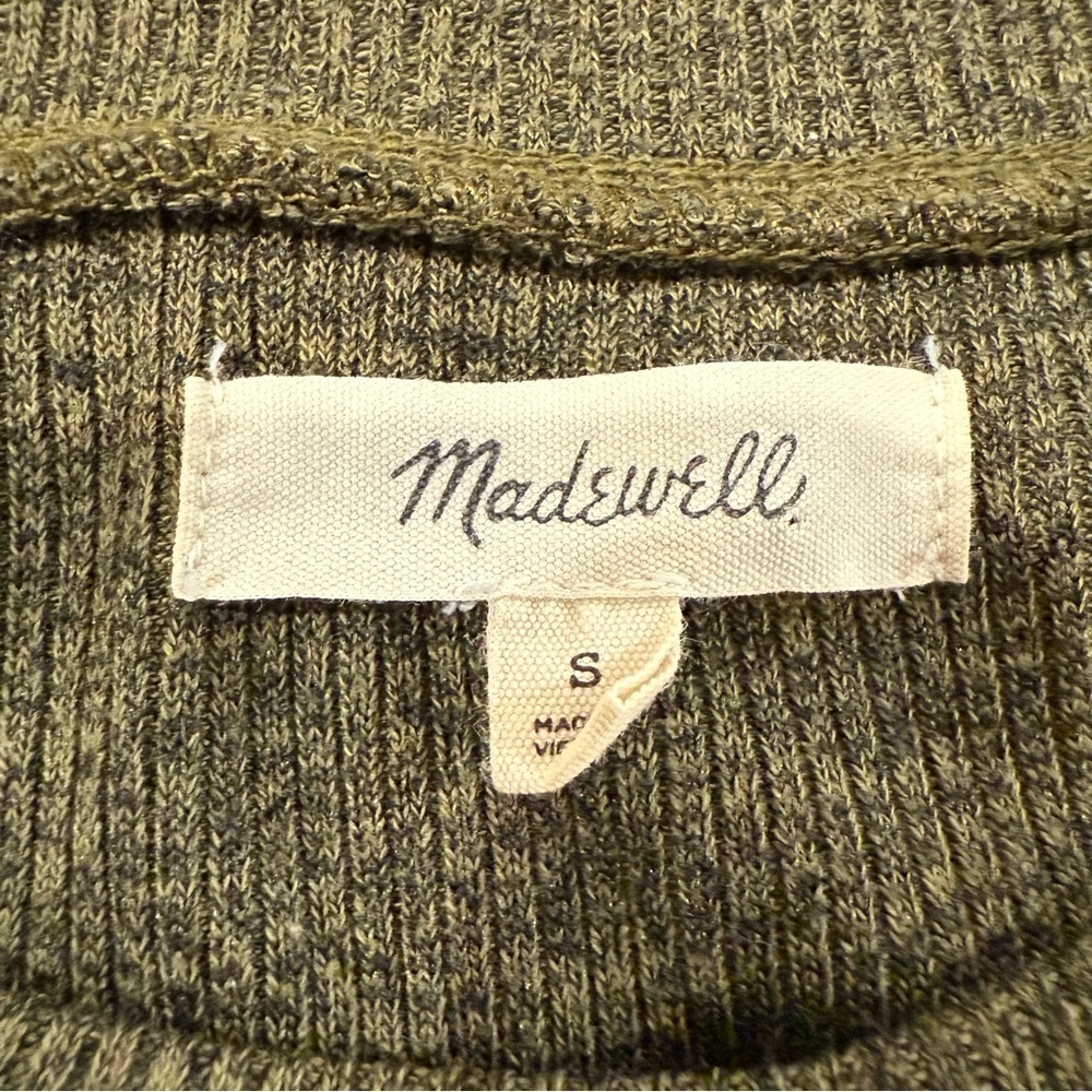 Madewell Ribbed Pocket Tee Midi Dress Women’s Small Kale/Olive Green Side Slits - Picture 8 of 14